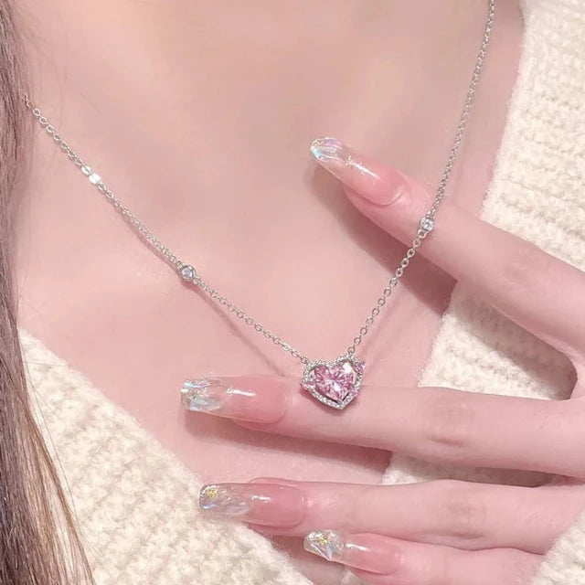 Collar Corazón Brillante para Mujer en Plata Auténtica
