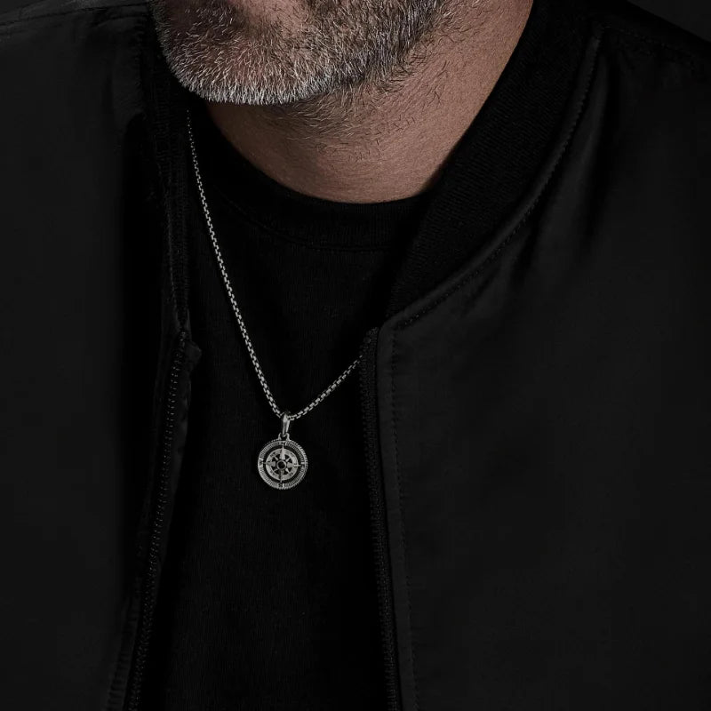 Collar Brújula Colgante Hombre Rosa de los Vientos