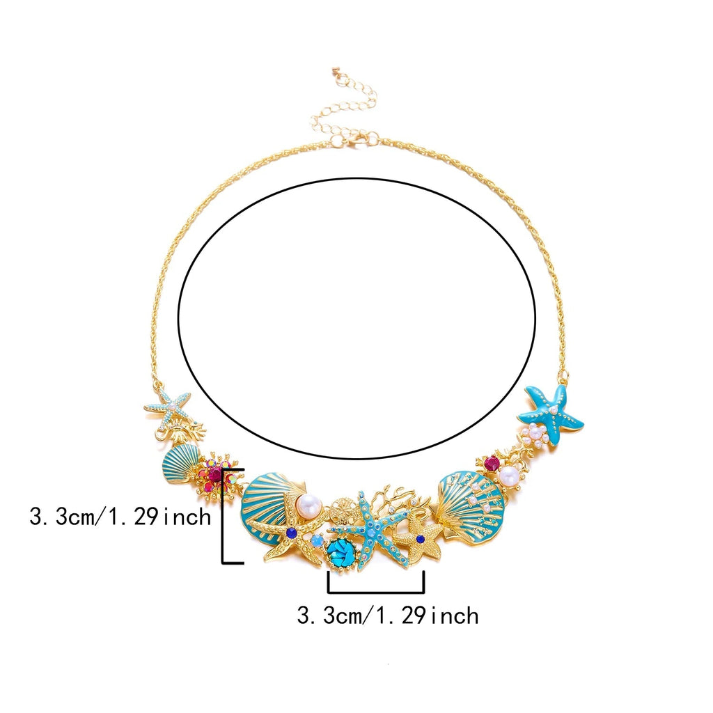 Collar de concha dorada y azulada