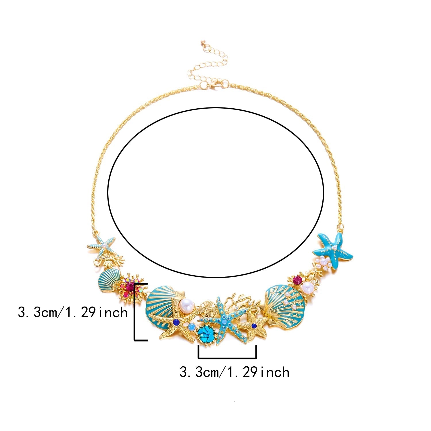 Collar de concha dorada y azulada