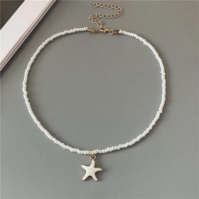 Collar de Concha Estrella de Mar de Color blanco