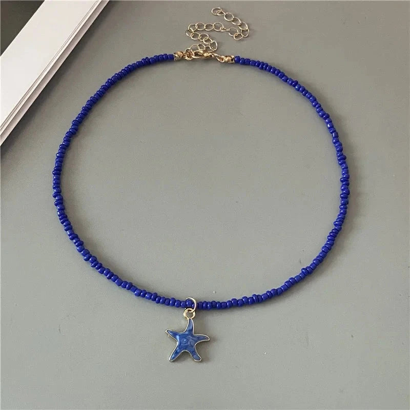 Collar de Concha Estrella de Mar de Color azul
