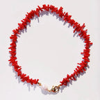 Collar de coral rojo y perla blanca