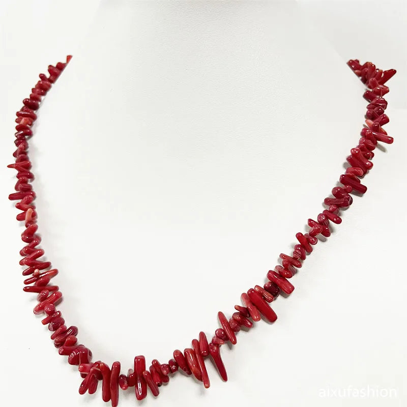 Collar de coral rojo para mujer