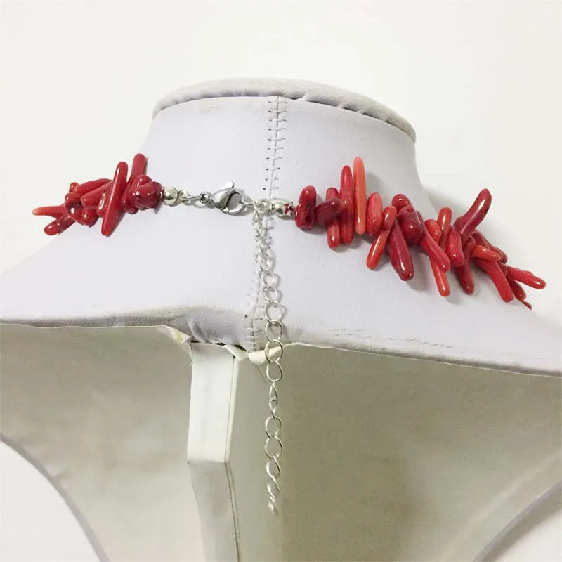 Collar de coral rojo para mujer