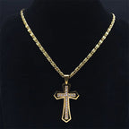 Collar Cruz & Colgante Zirconias oro