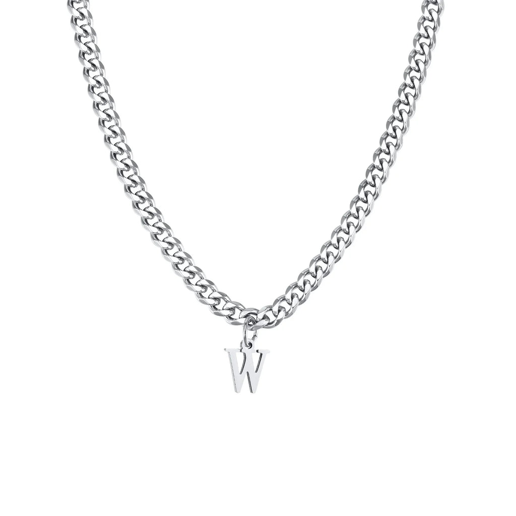 Collar para hombre con colgante personalizado inicial w