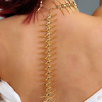Back necklace with skeleton and skull pendant gold