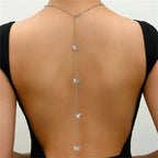 Collar trasero de mariposa - cadena para la espalda para mujer plata