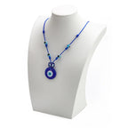 Rope necklace with large blue eye pendant