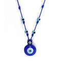 Rope necklace with large blue eye pendant