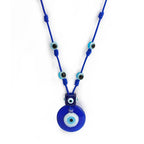 Rope necklace with large blue eye pendant