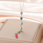 Collar de Protección con Largo Colgante de Piedras 7 Chakras plata