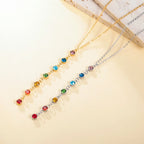 Collar de Protección con Largo Colgante de Piedras 7 Chakras oro