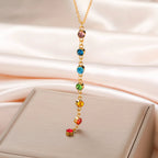 Collar de Protección con Largo Colgante de Piedras 7 Chakras oro