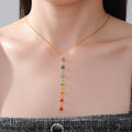 Collar de Protección con Largo Colgante de Piedras 7 Chakras oro