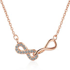 Collar Doble Colgante Infinito y Circonio oro rosa