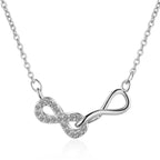 Collar Doble Colgante Infinito y Circonio plata