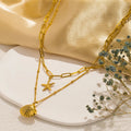Collar de Doble Vuelta con Colgantes de Conchas Vieira y Estrella de Mar