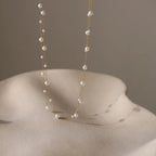 Collar de doble fila con colgante de perla