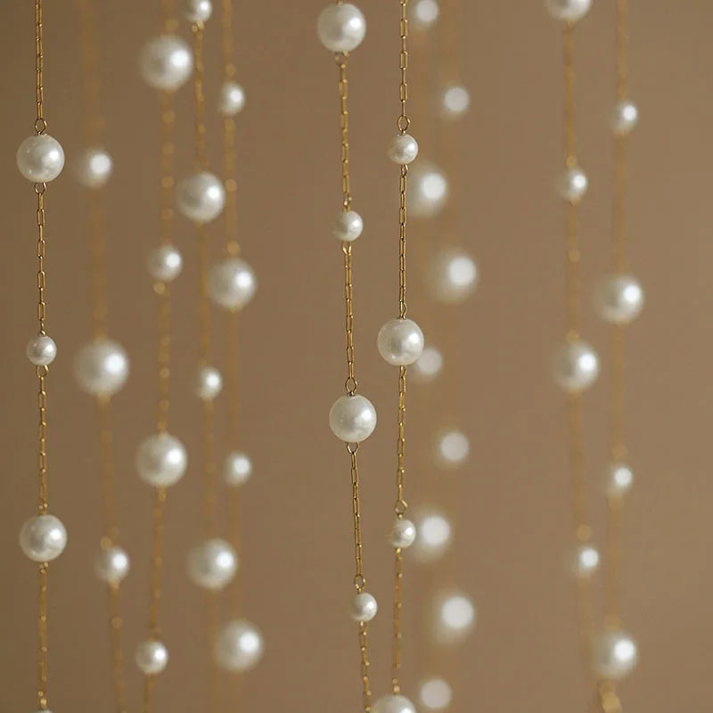 Collar de doble fila con colgante de perla