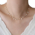 Collar de doble fila con colgante de perla