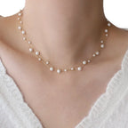 Collar de doble fila con colgante de perla