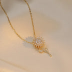 Collar Elegante con Colgante Largo de Flor de Girasol