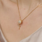 Collar Elegante con Colgante Largo de Flor de Girasol