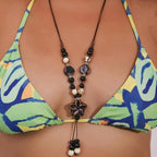 Collar de Perlas con Colgante de Flor marrón