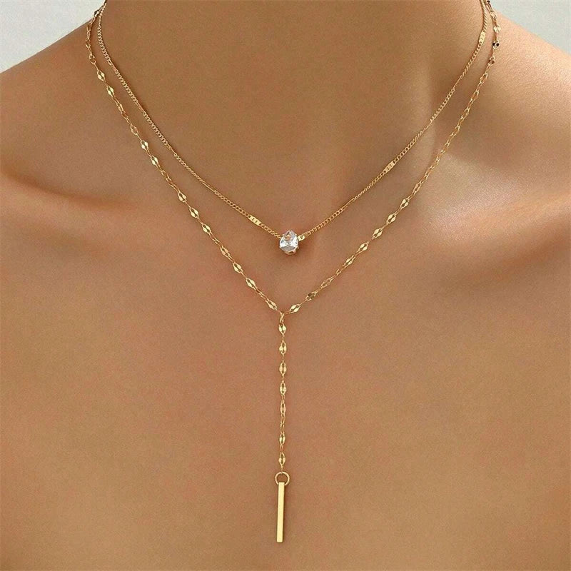 Collar en Y - cadena dorada para escote para mujer