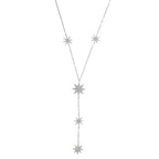 Collar en Y - cadena de escote estrella para mujer plata