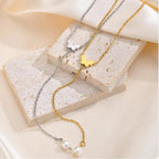 Collar en Y - cadena de escote mariposa para mujer plata