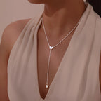 Collar en Y - cadena de escote mariposa para mujer plata