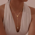 Collar en Y - cadena de escote mariposa para mujer oro