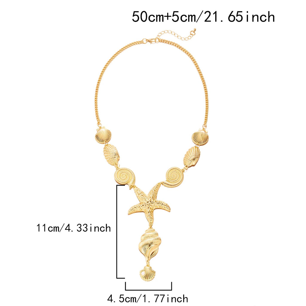 Collar en Y de concha y estrella de mar