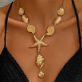 Collar en Y de concha y estrella de mar