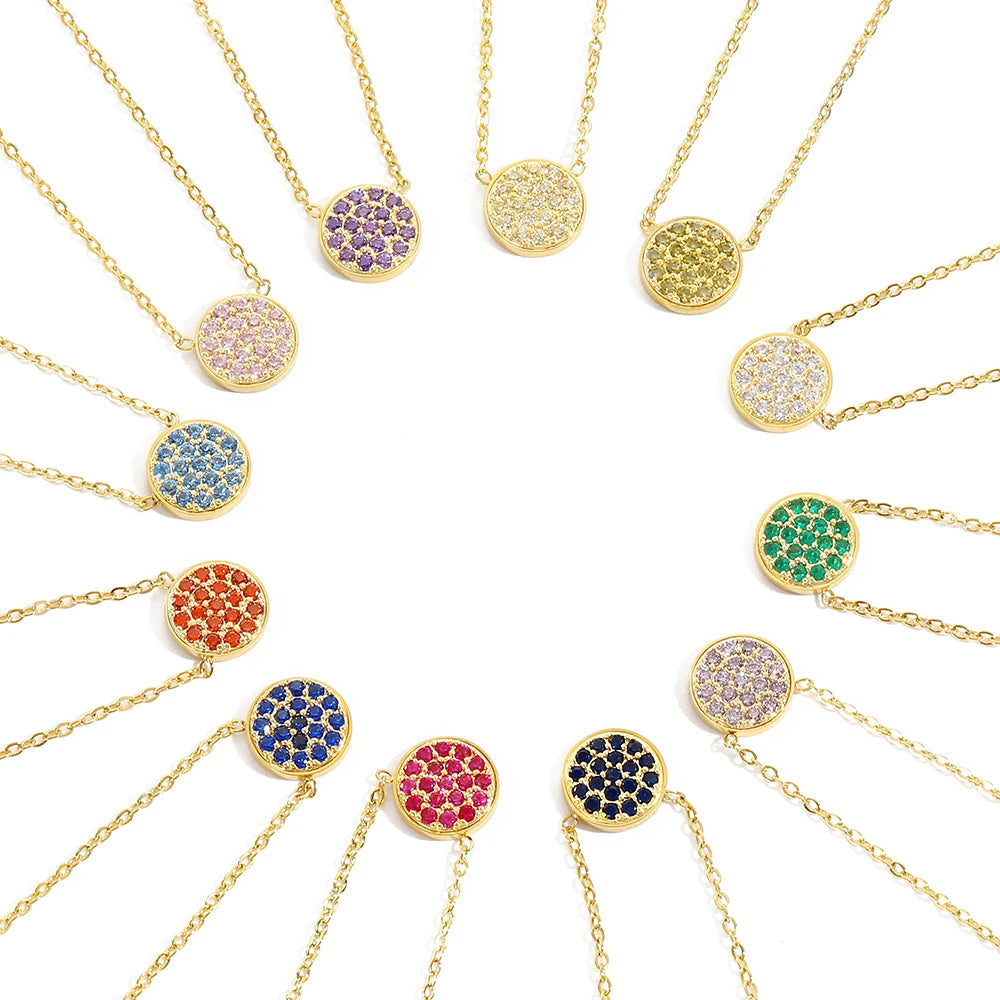 Collar y colgante con pequeña piedra de nacimiento redonda