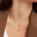 Collar y colgante con pequeña piedra de nacimiento redonda