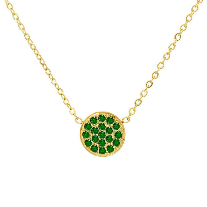 Collar y colgante con pequeña piedra de nacimiento redonda mayo