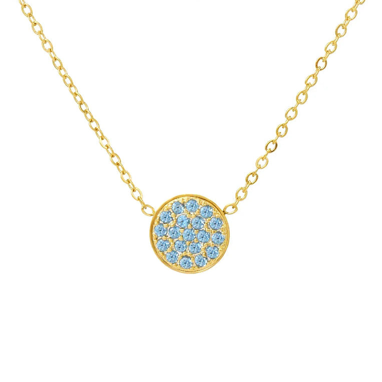 Collar y colgante con pequeña piedra de nacimiento redonda diciembre