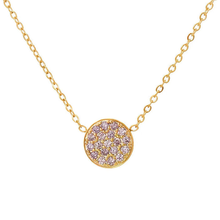 Collar y colgante con pequeña piedra de nacimiento redonda febrero
