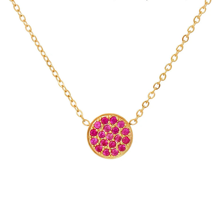 Collar y colgante con pequeña piedra de nacimiento redonda julio
