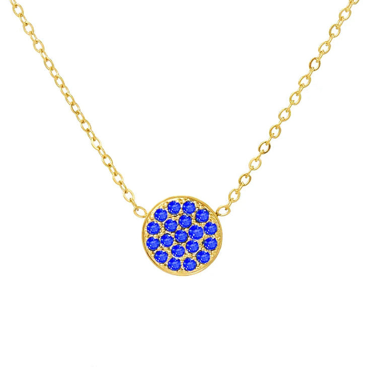 Collar y colgante con pequeña piedra de nacimiento redonda marzo