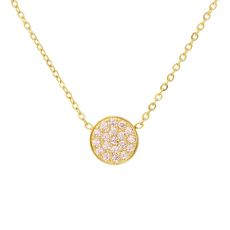 Collar y colgante con pequeña piedra de nacimiento redonda octubre
