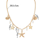 Collar y colgante de concha y pequeñas estrellas de mar