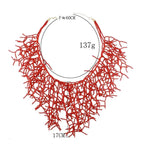 Collar y colgante babero coral rojo y negro