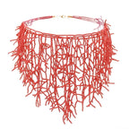 Collar y colgante babero coral rojo