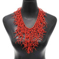 Collar y colgante babero coral rojo
