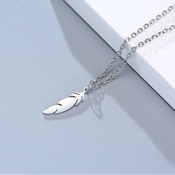 Collar y colgante de pluma discreto para hombre